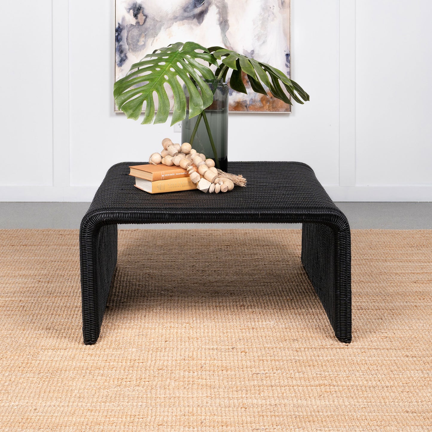 Cahya Woven Rattan Square Coffee Table Black