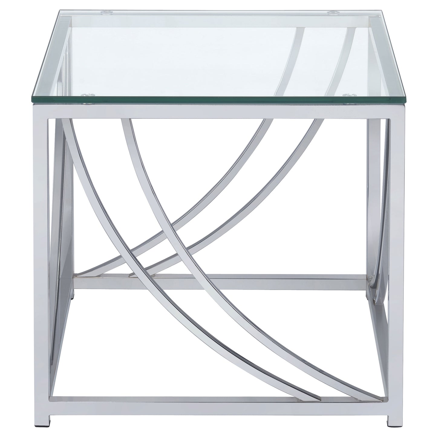 Lille Square Glass Top Side End Table Chrome