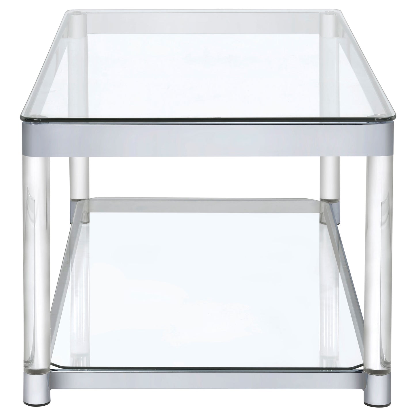 Anne Rectangular Glass Top Acrylic Leg Coffee Table Chrome