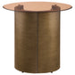 Morena Round Tawny Glass Top Side End Table Brushed Bronze