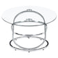 Warren 3-piece Oval Glass Top Coffee Table Set Chrome