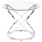 Warren 3-piece Oval Glass Top Coffee Table Set Chrome