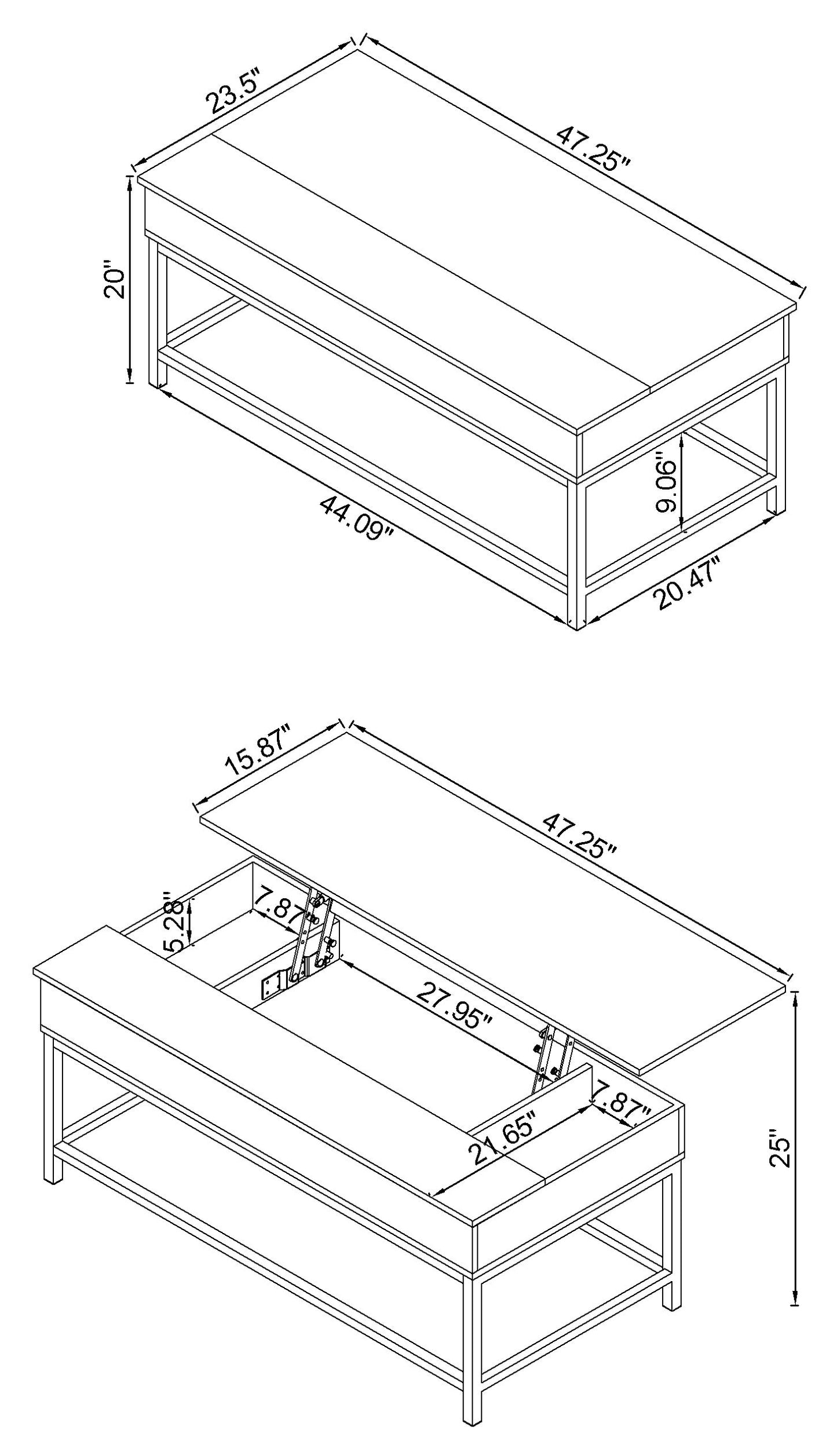 Byers Engineered Wood Lift Top Coffee Table Brown Oak