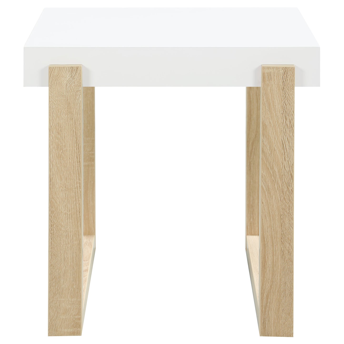 Pala Rectangular End Table White High Gloss and Natural