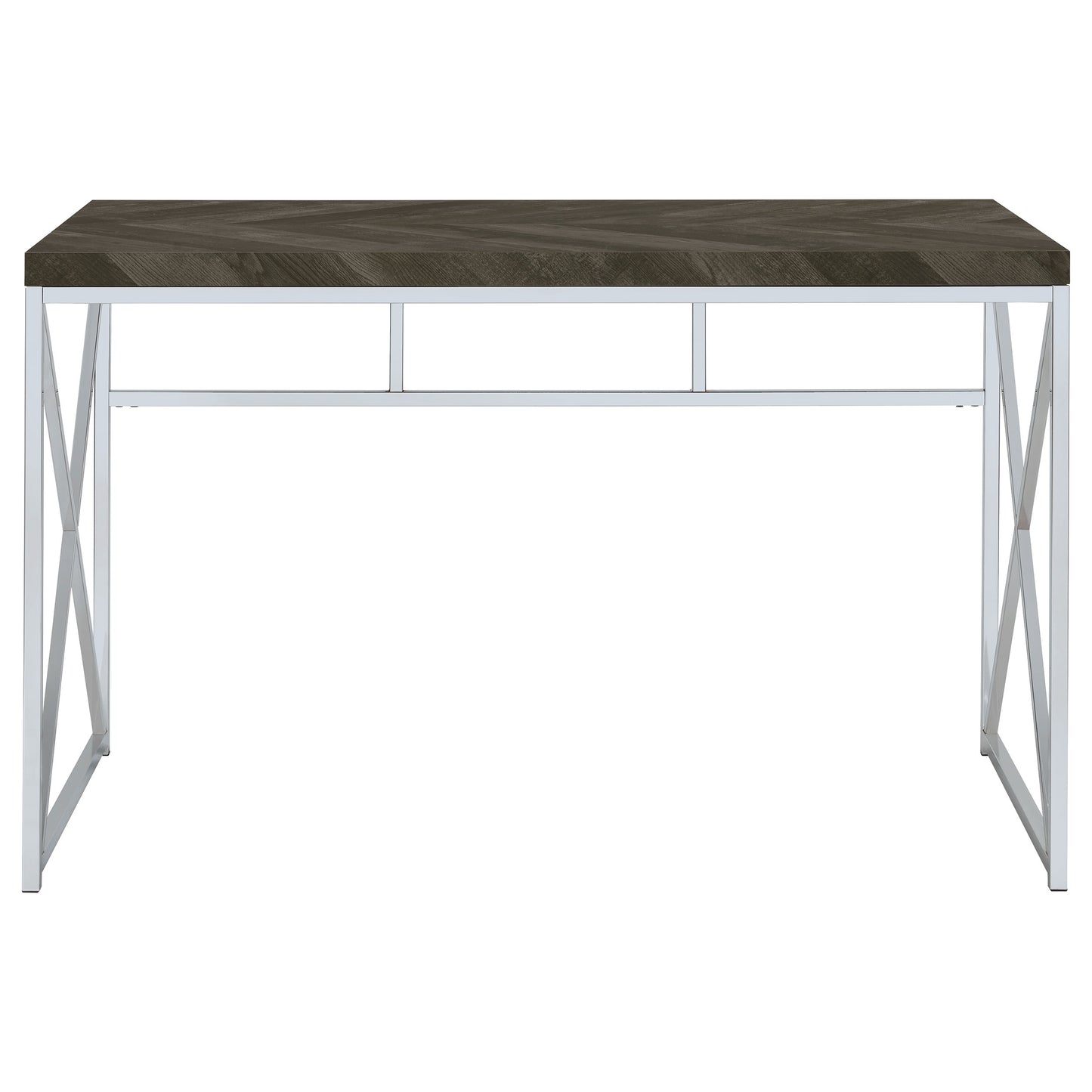 Grimma 47-inch Writing Office Desk Rustic Grey and Chrome