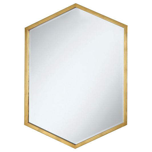 Bledel 24 x 34 Inch Hexagonal Wall Mirror Gold