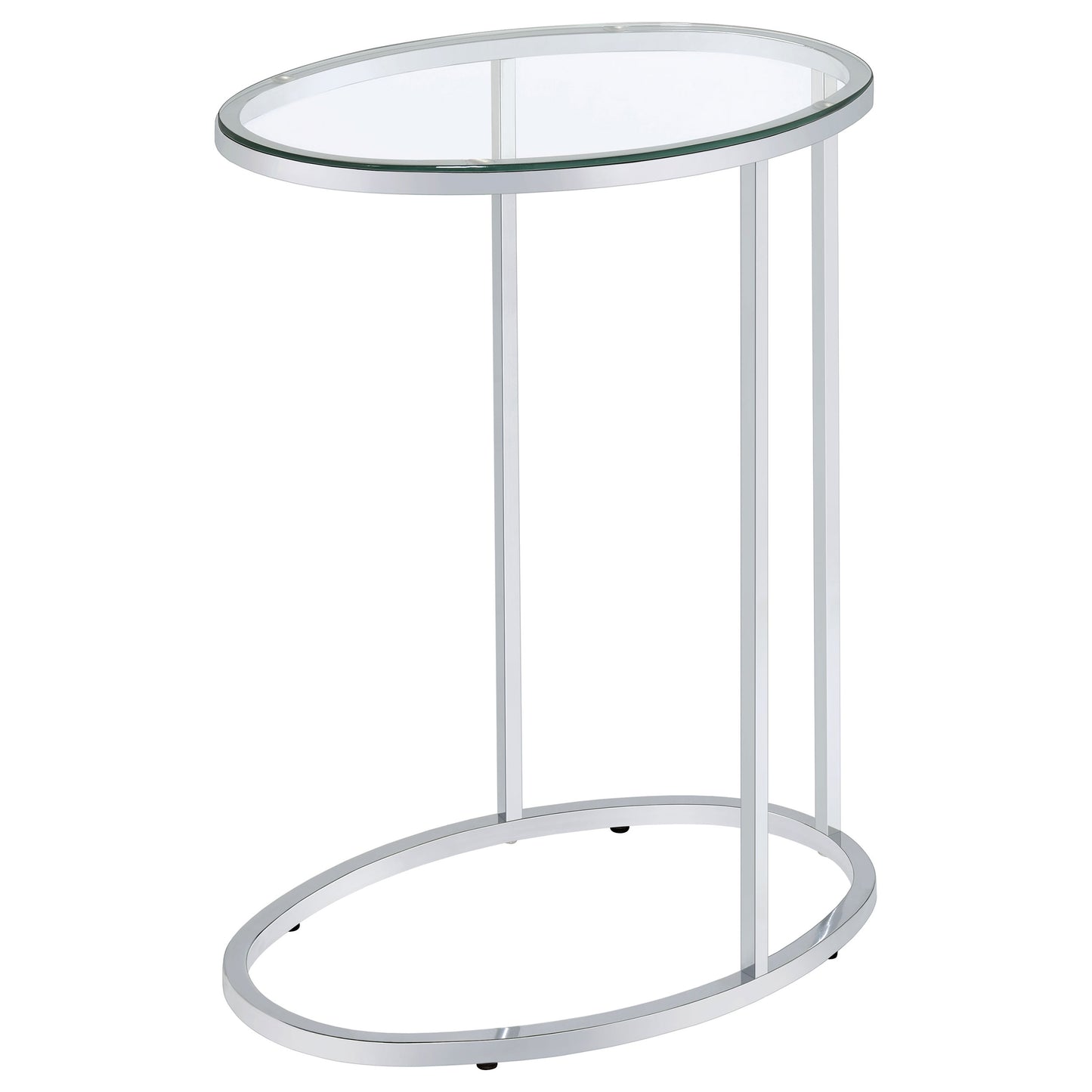 Kyle Oval Glass Top C-Shaped Sofa Side Table Chrome