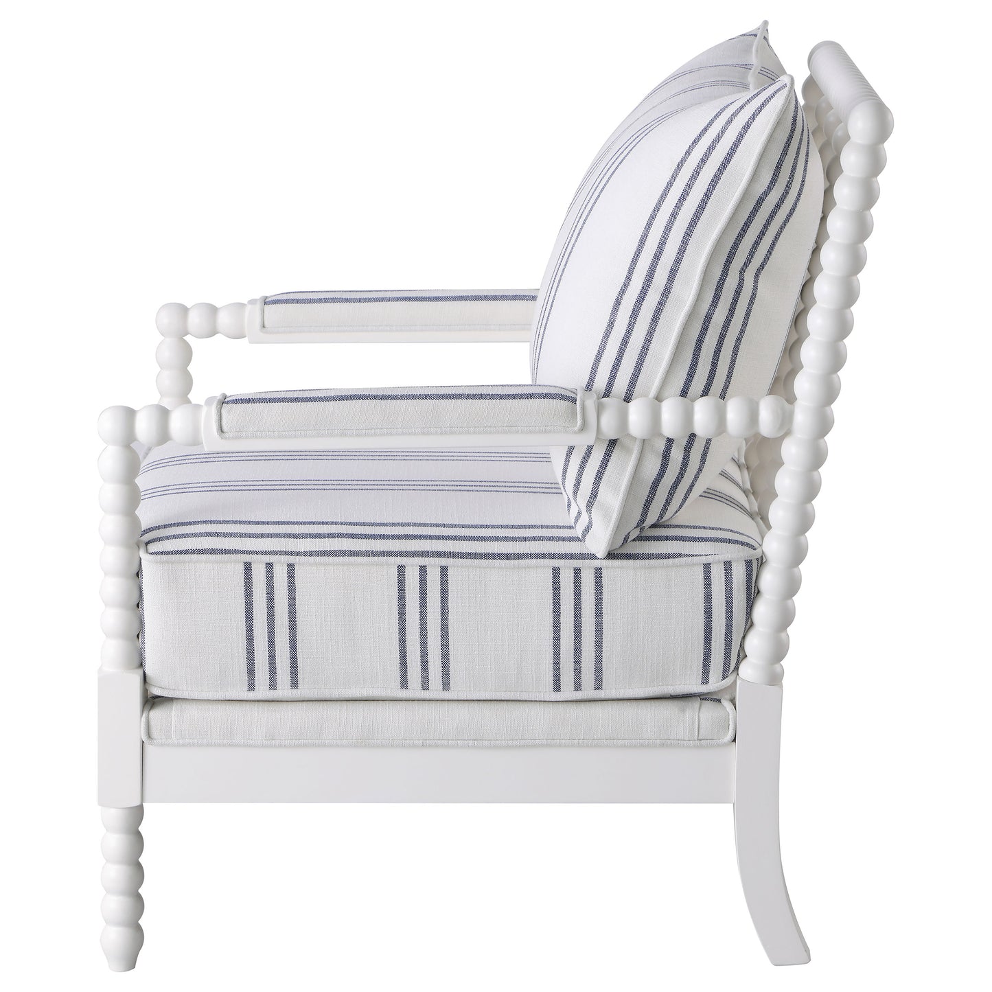 Blanchett Upholstered Bobbin Accent Chair White and Navy