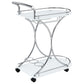 Elfman 2-tier Glass Shelf Metal Bar Cart White and Chrome