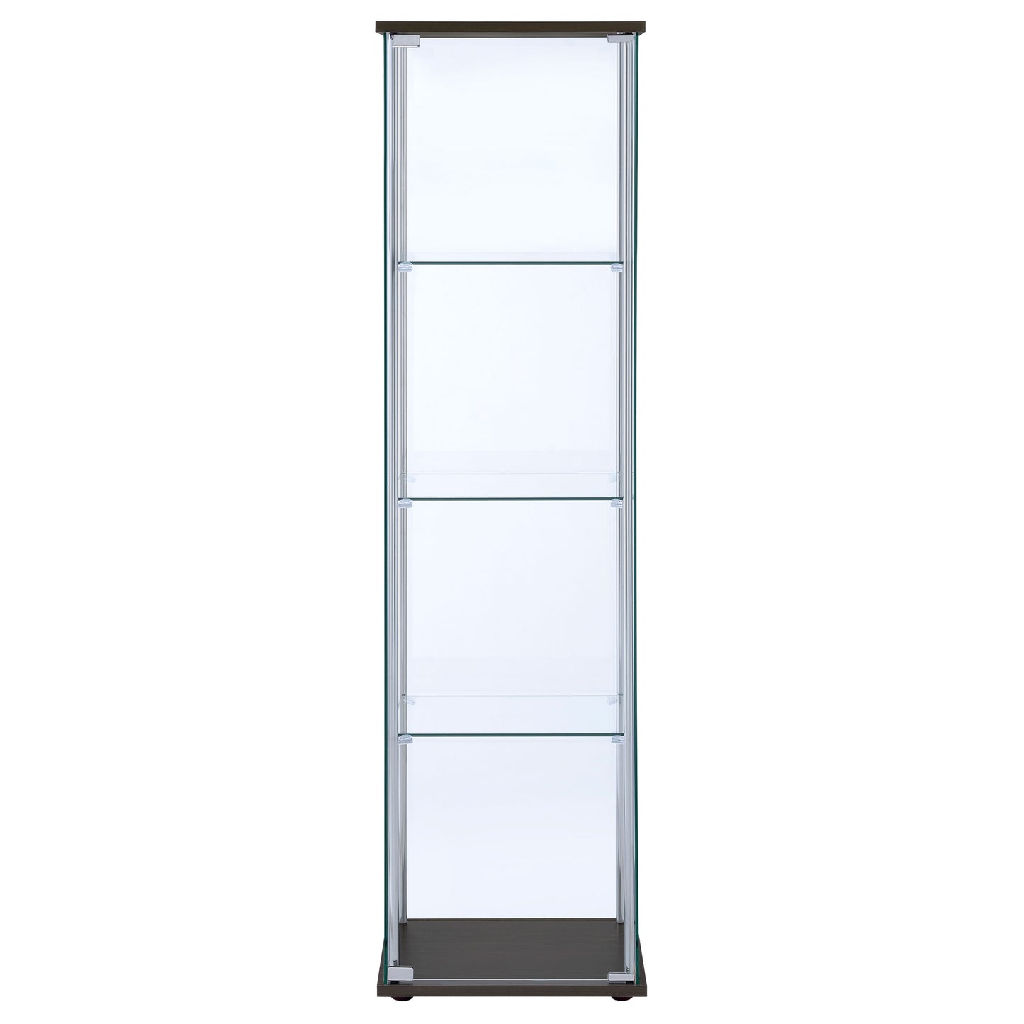 Bellatrix 4-shelf Clear Glass Curio Cabinet Cappuccino