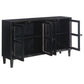 Sylvia 4-door Wood Lattice Accent Storage Cabinet Black