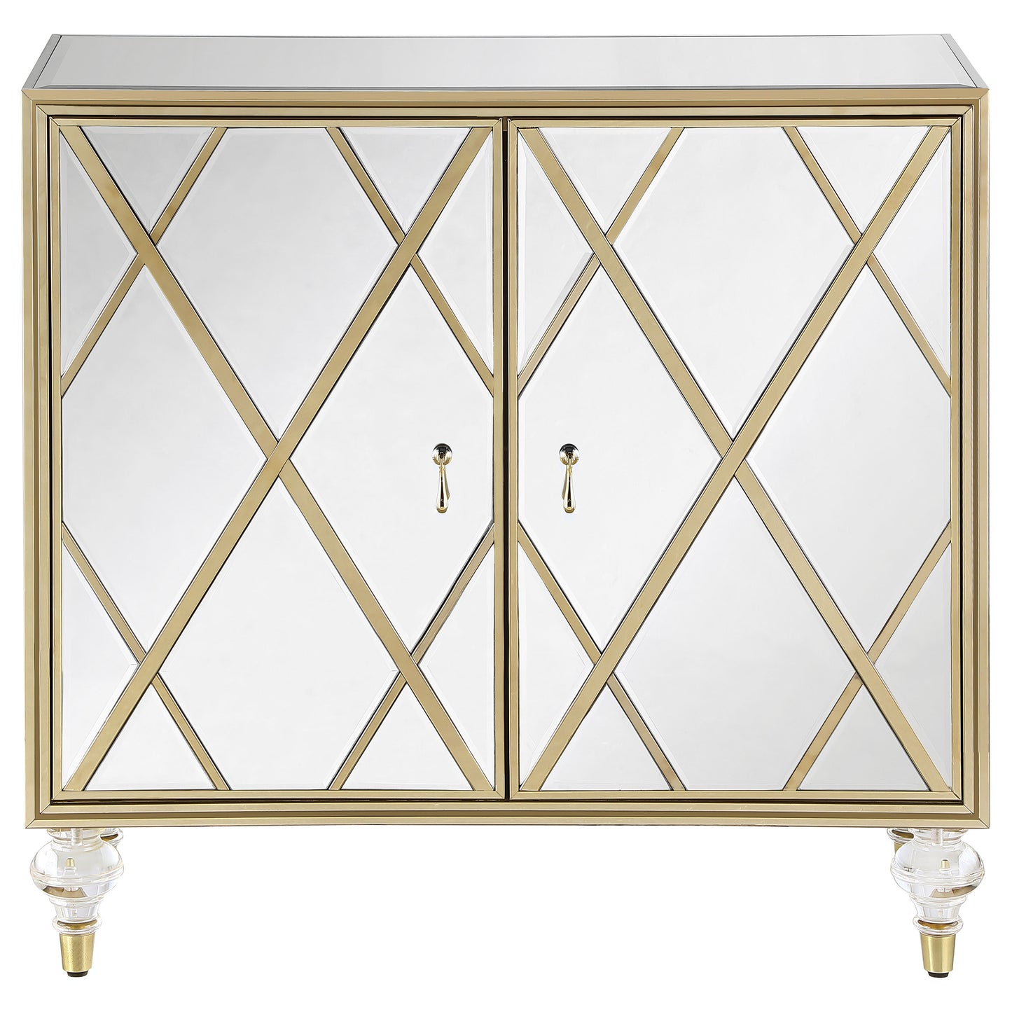 Astilbe 2-door Mirrored Accent Cabinet Silver and Champagne