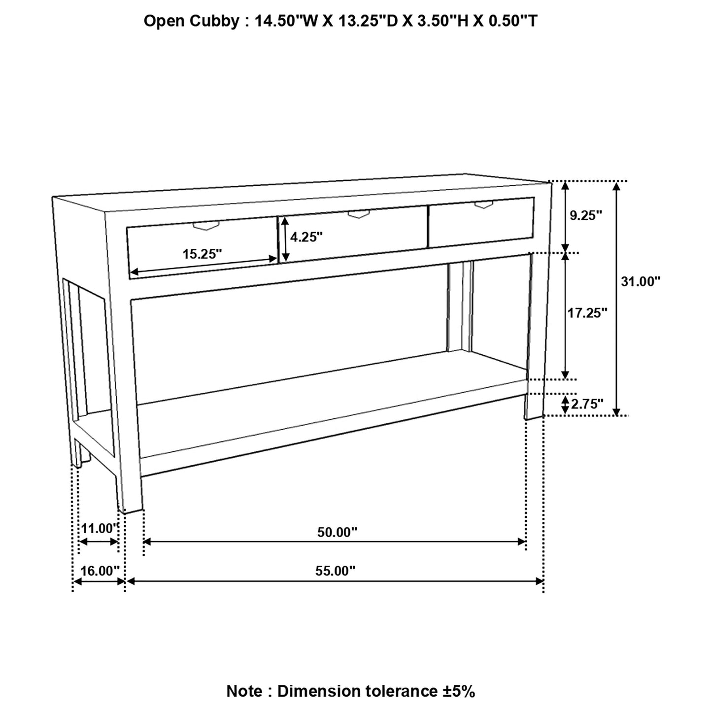 Esther 3-drawer Wood Console Table Natural Sheesham