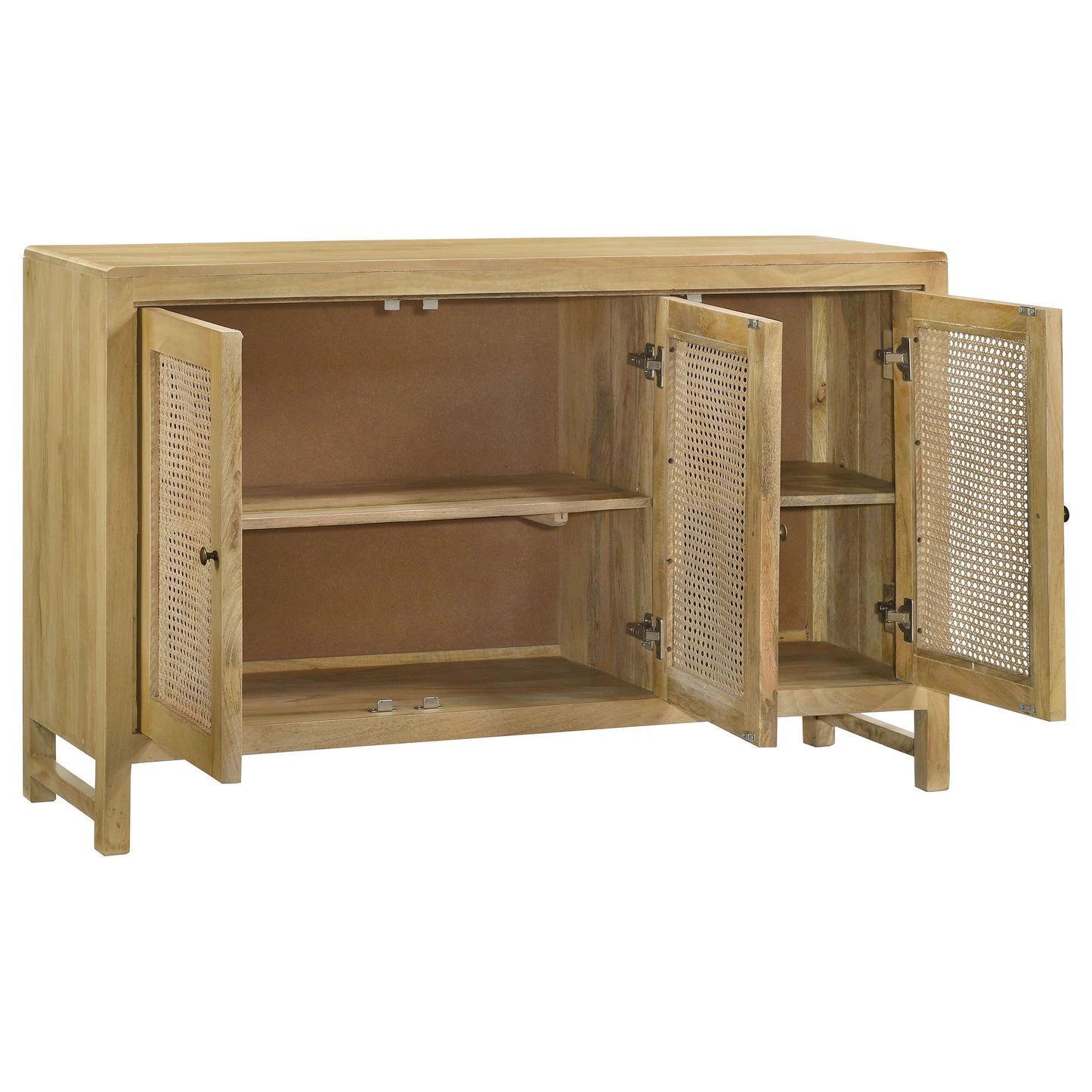 Zamora 3-door Wood Accent Cabinet with Woven Cane Natural